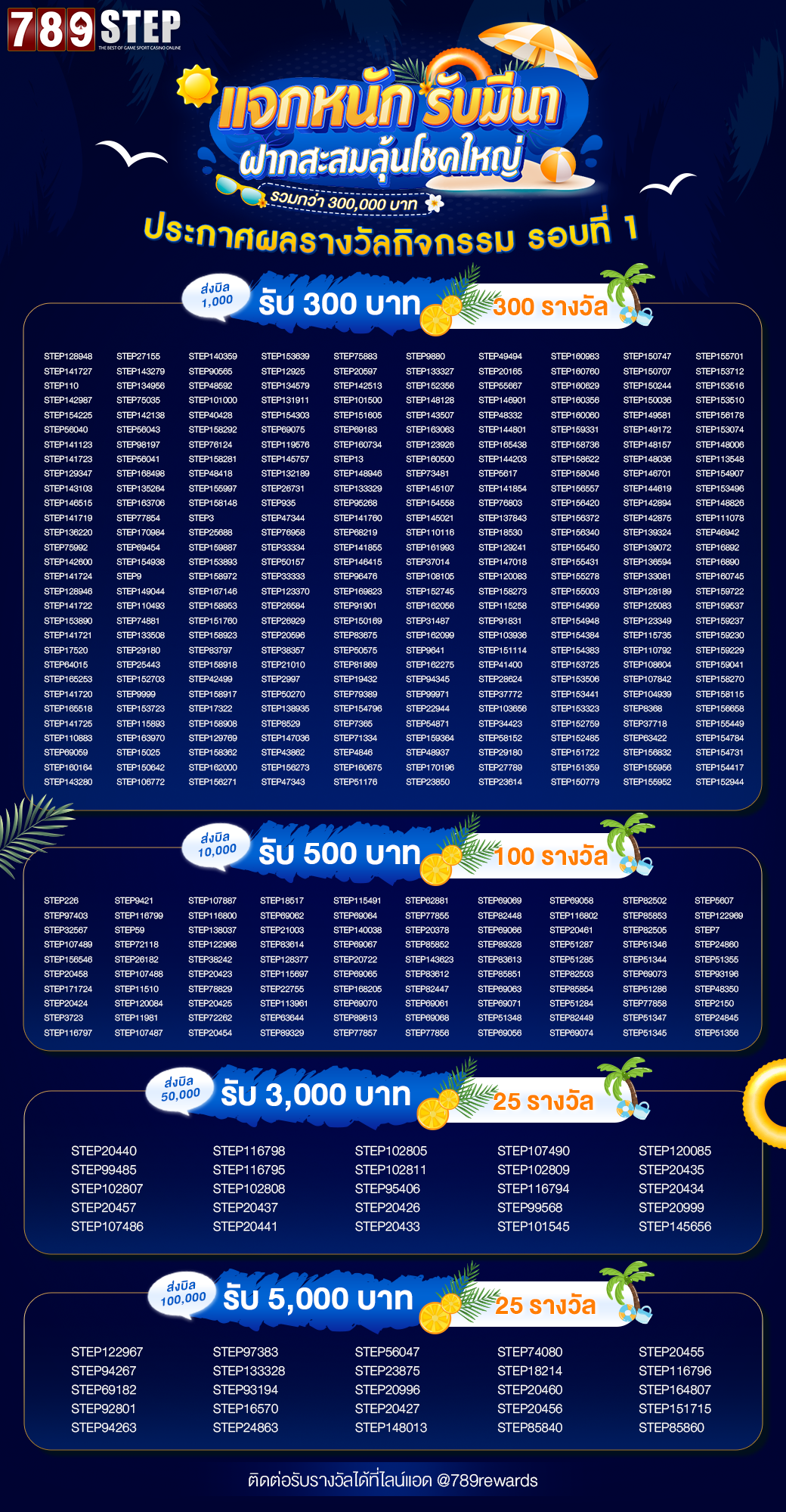 ประกาศรางวัลฝากสะสมรอบที่ 1 วันที่ 1-10 มีนาคม 2569
