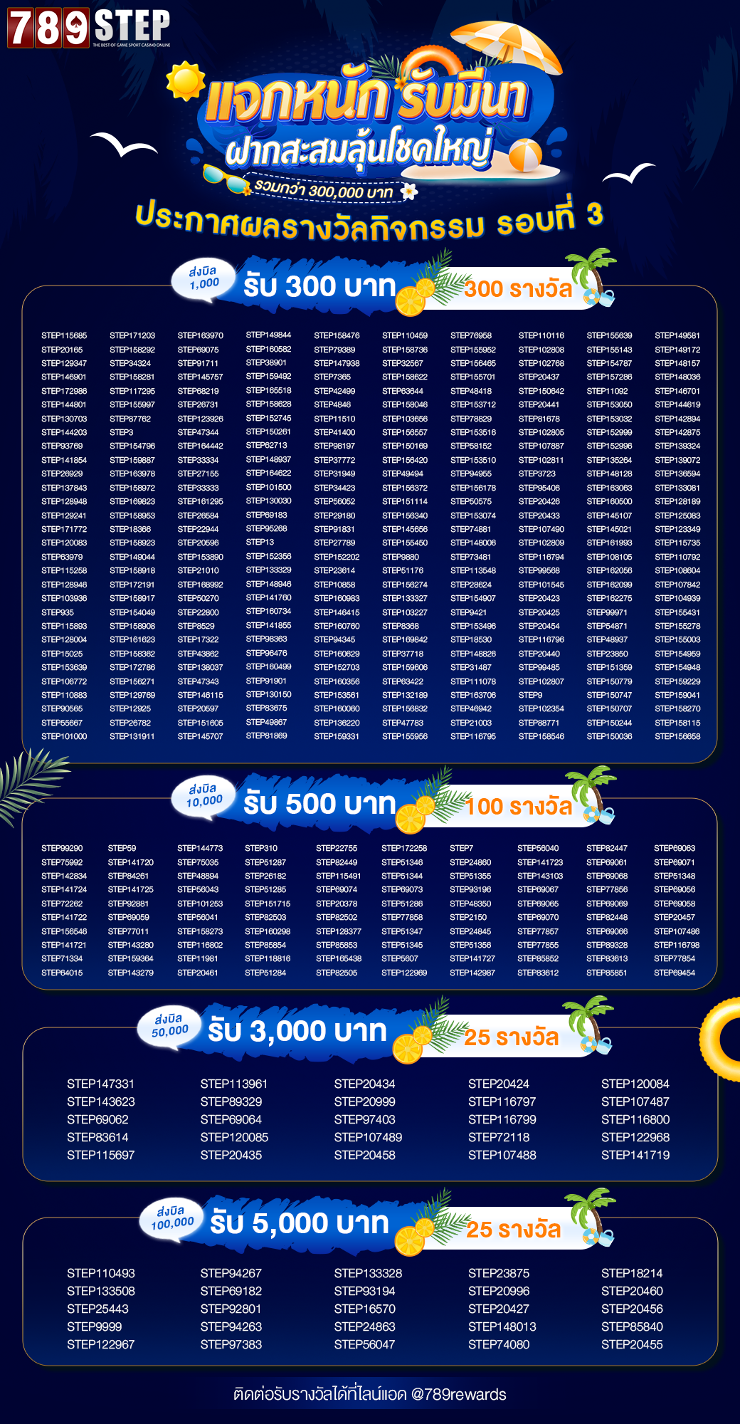 ประกาศรางวัลฝากสะสมรอบที่ 3 วันที่ 21-30 มีนาคม 2569